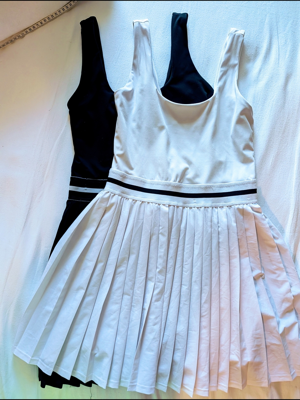 Set Of 2: all in motion White and Black Pleated Tennis Dress